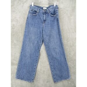 PISTOLA Jeans Womens 27 Denim Wide Leg Medium Wash Distressed Pockets Classic